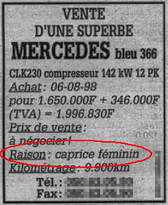Caprice vente Mercedes